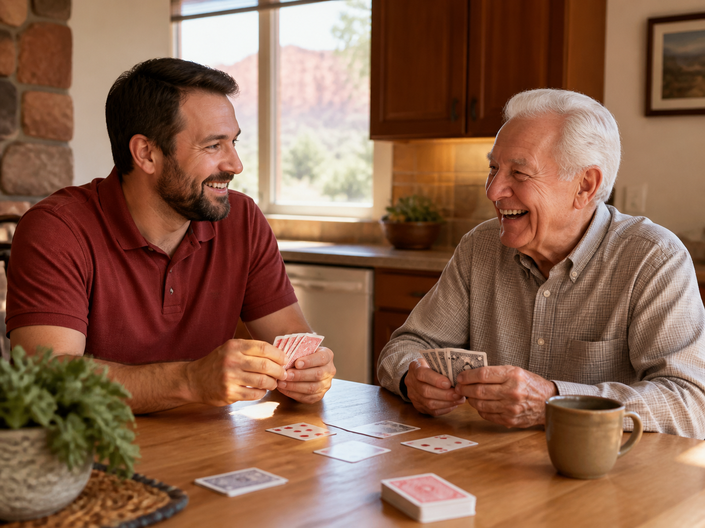 Caregiver and senior enjoying companionship